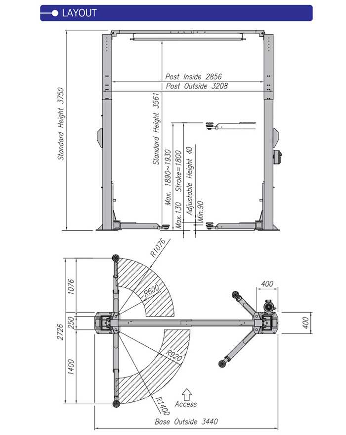 HL-26KE The two pillars lifting 4 tons Heshbon