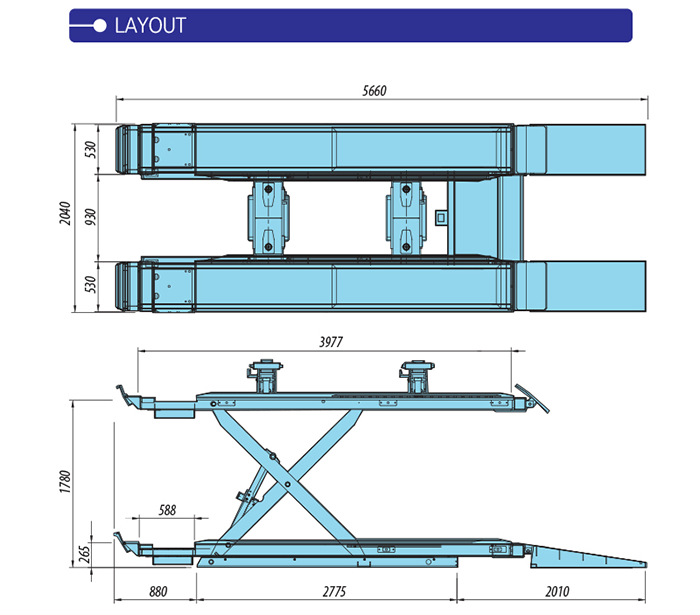 Heshbon HL-51G Wheel Alignment Scissor Lift