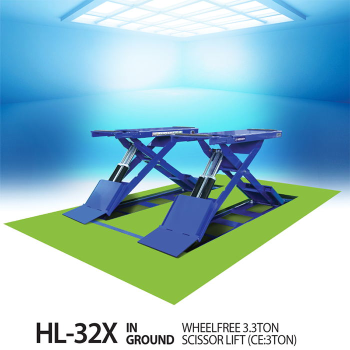 Cầu nâng cắt kéo âm sàn 3.3 tấn Heshbon HL-32X-inground