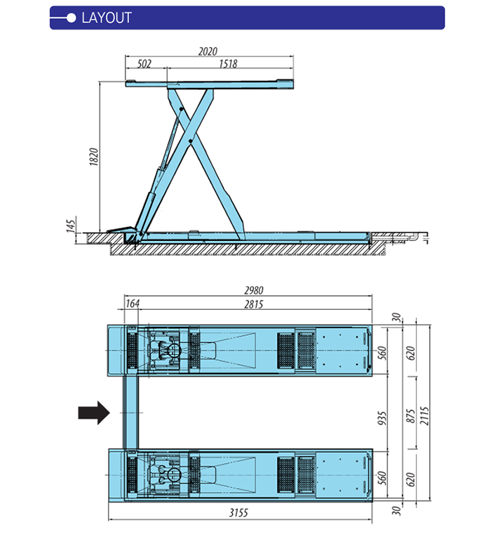 Heshbon HL-32X-inground Double Scissors Lift 