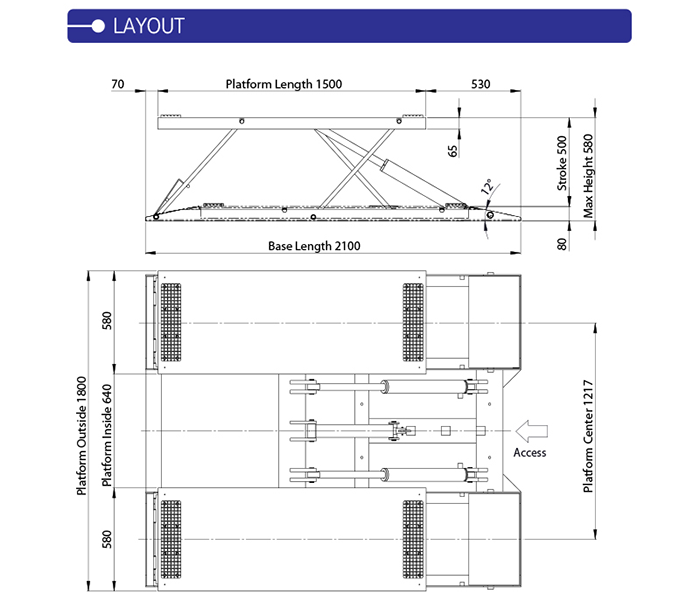 Heshbon HL-345M 4ton Low rise lift