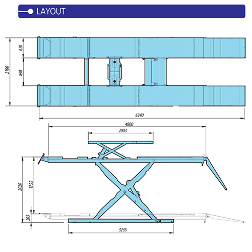 Cầu nâng cắt kéo 4.4 tấn Heshbon HL-52F Cầu nâng cắt kéo 4.4 tấn Heshbon HL-52F