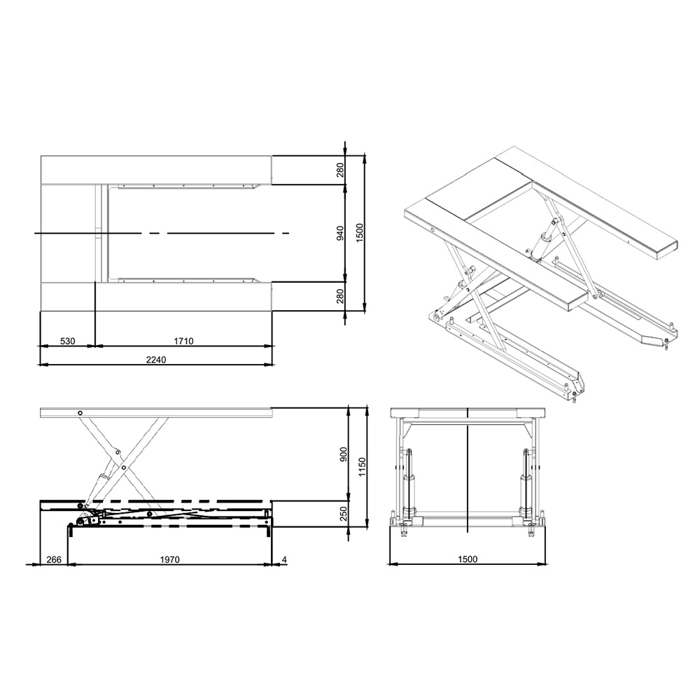 Bàn nâng chữ U 1 tấn Heshbon HL-10U Bàn nâng chữ U 1 tấn Heshbon HL-10U