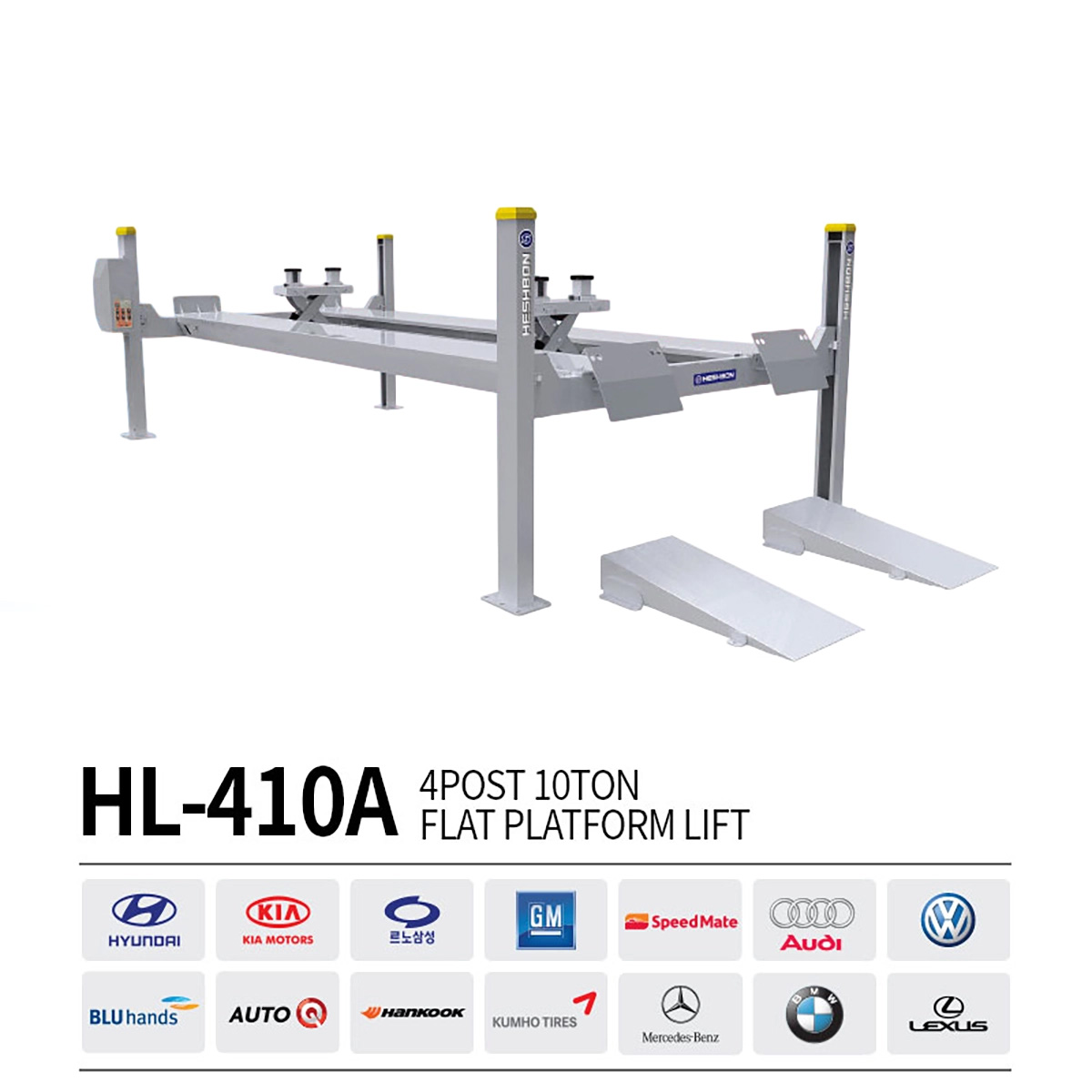 Heshbon HL-410A 4 post 4ton flat platform lift