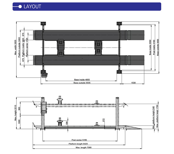 Cầu nâng 4 trụ 8.5 tấn Heshbon HL-48H Cầu nâng 4 trụ 8.5 tấn Heshbon HL-48H