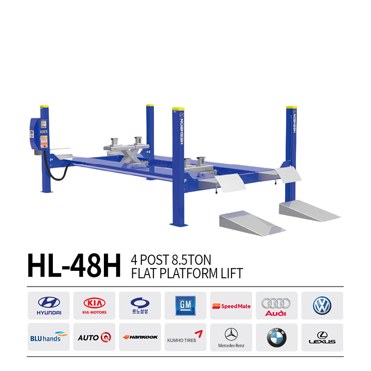 Heshbon HL-48H 4 post 8.5ton flat platform lift