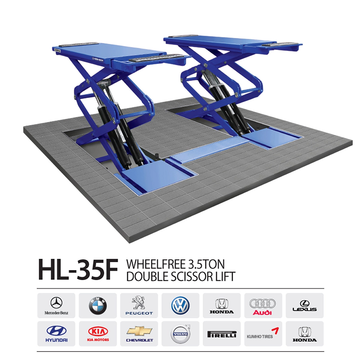 Cầu nâng cắt kéo 3.5 ton Heshbon HL-35F lắp âm sàn