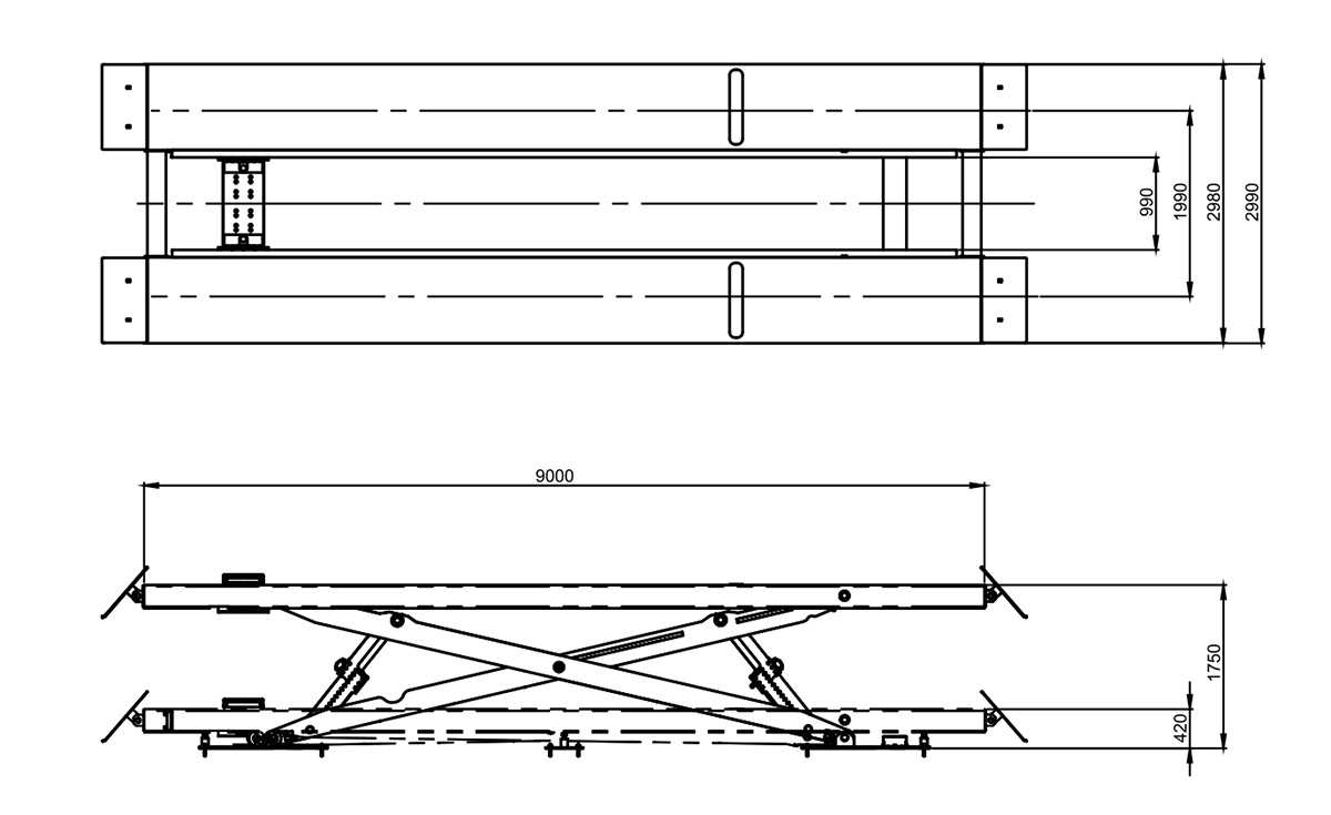 Thiết kế Cầu nâng cắt kéo 30 tấn siêu tải trọng xe tải bus Heshbon HL-300X
