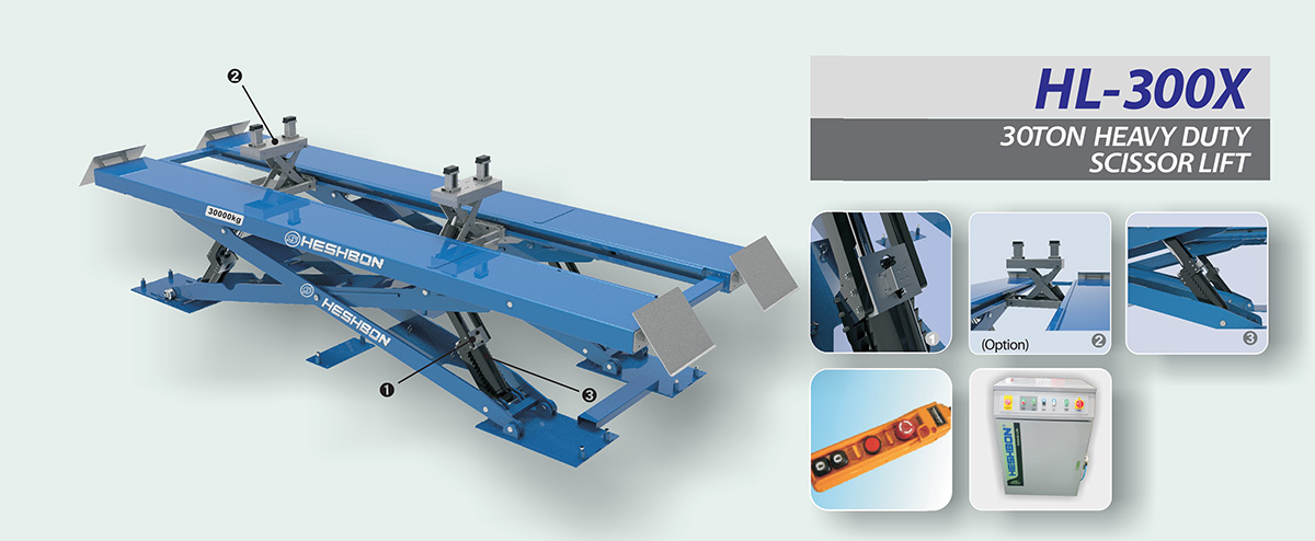 Cầu nâng cắt kéo 30 tấn siêu tải trọng xe tải bus Heshbon HL-300X