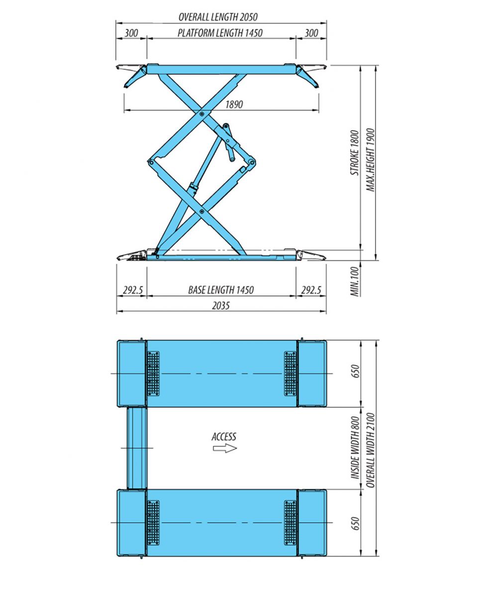 Thiết kế Cầu nâng cắt kéo 3.5 ton Heshbon HL-35S lắp nổi