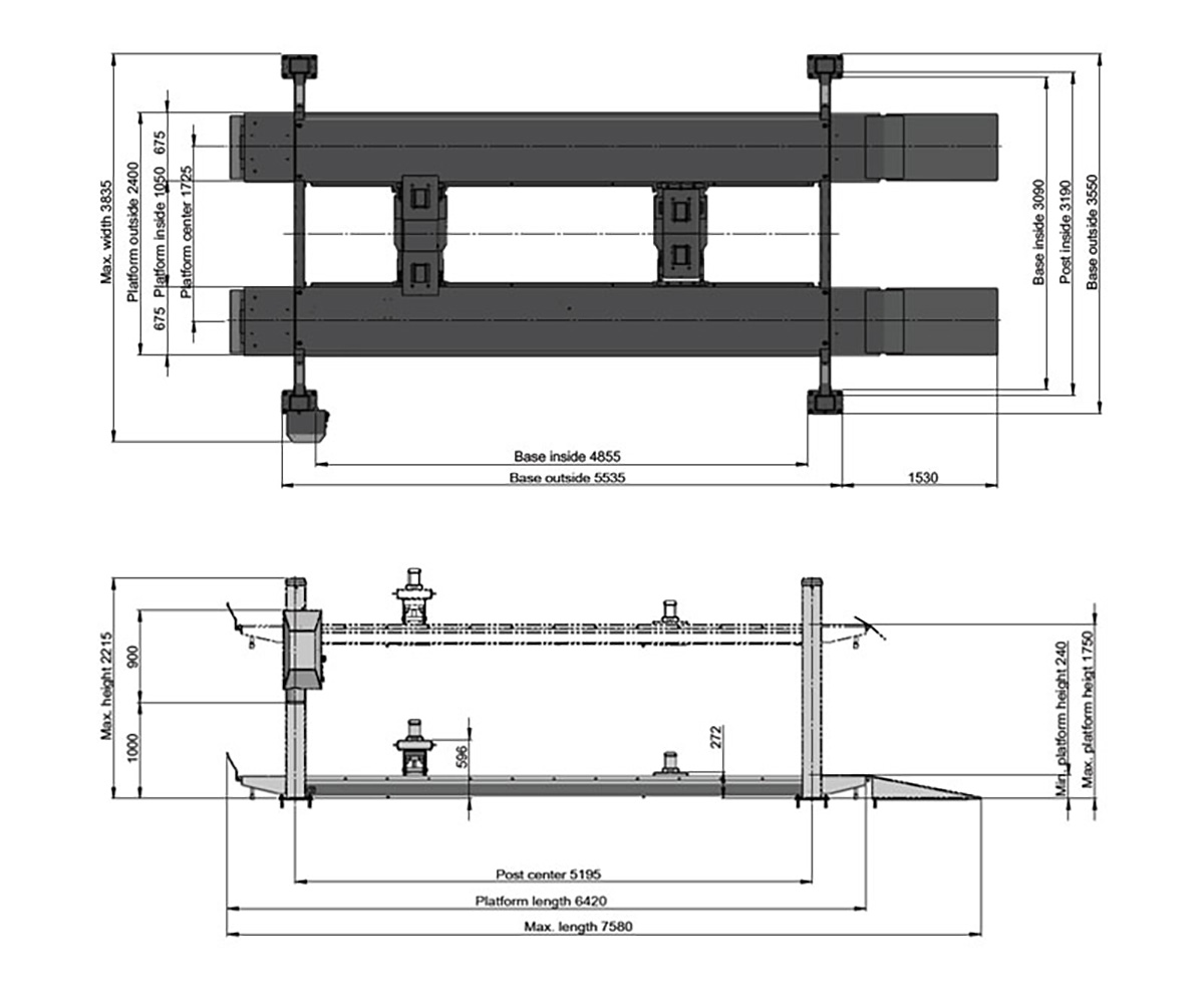 Thiết kế Cầu nâng 4 trụ 8.5 tấn Heshbon HL-48H