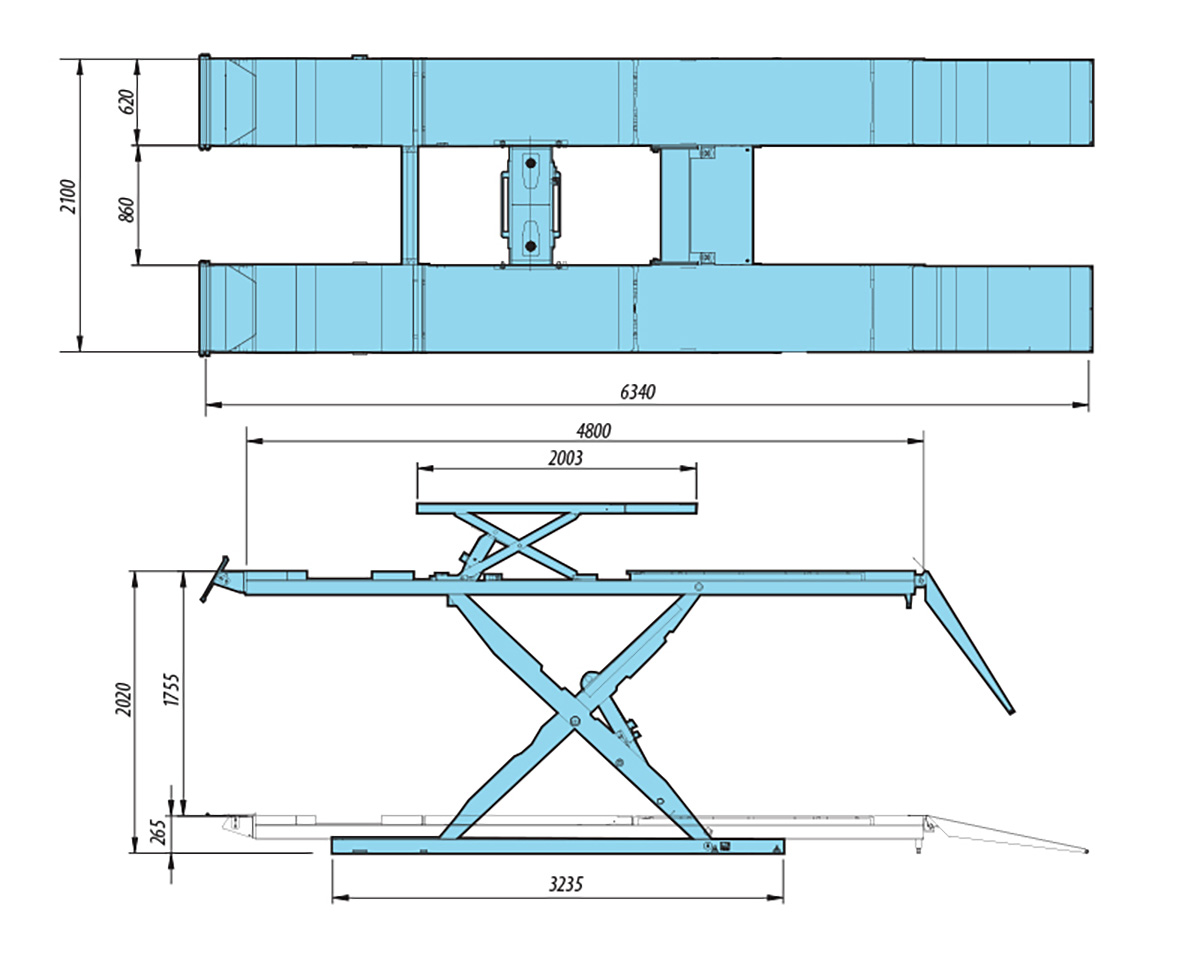 Cầu nâng cắt kéo 4.4 tấn cân chỉnh góc đặt bánh xe Heshbon HL-52F