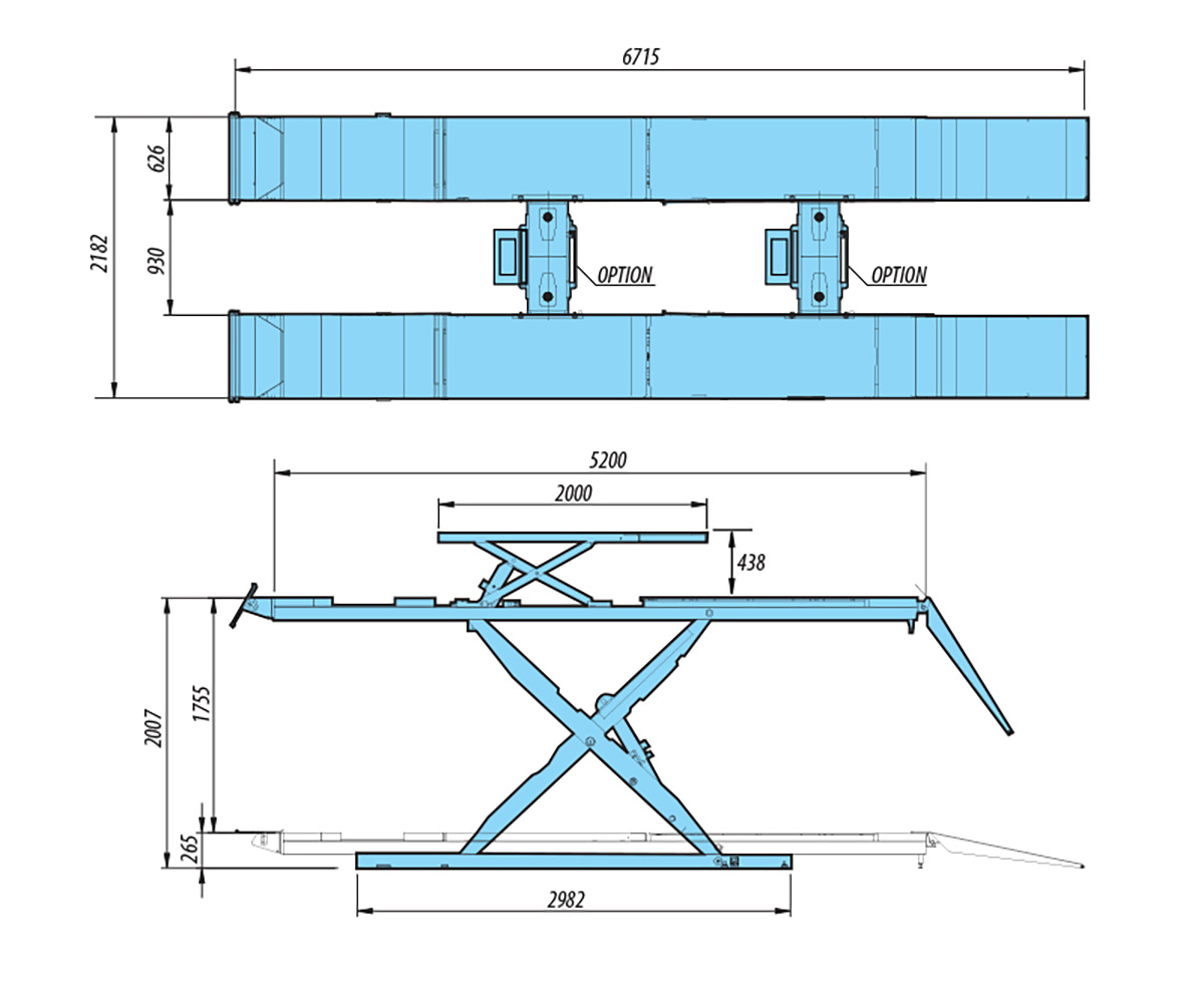 Thiết kế Cầu nâng cắt kéo 5 tấn cân chỉnh góc đặt bánh xe Heshbon HL-52N