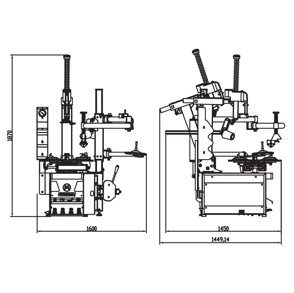 Máy ra vào lốp Heshbon HT-620 có tay trợ lực chuyên nghiệp Máy ra vào lốp Heshbon HT-620 có tay trợ lực chuyên nghiệp